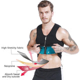 Men's Waist Training Zipper Sauna Vest - Burn Fat and Tone Up Fast! - Brace Professionals -