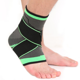 Ankle Sleeve - Compression Support Brace - Adjustable Stabilizer Straps - Brace Professionals - Large / Green