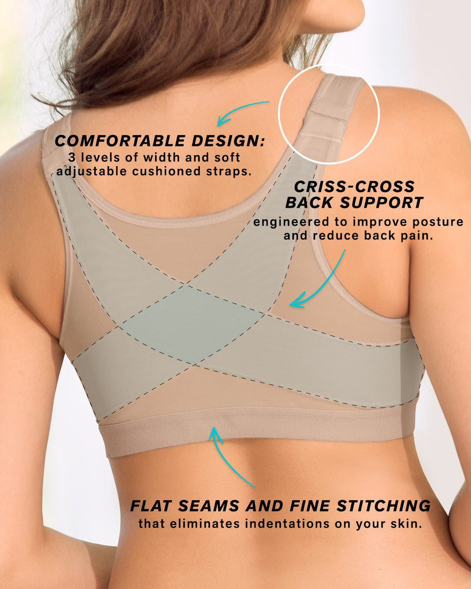 Adjustable Push Up Bra,Female Chest Posture Corrector Bustiers,Women  Shapewear,Shaping Bra,Front 3-Breasted Bra,X-Strap Back Support Corset 
