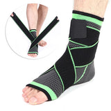 Ankle Sleeve - Compression Support Brace - Adjustable Stabilizer Straps - Brace Professionals - XL / Green