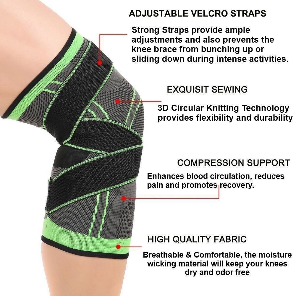 Knee Brace, Compression Support Knee Sleeve with Adjustable Strap