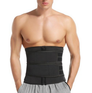 Waist Trainer for Men - Double Compression Strap Sweat Belt - Burn Stomach Fat!! - Brace Professionals - Small / Black