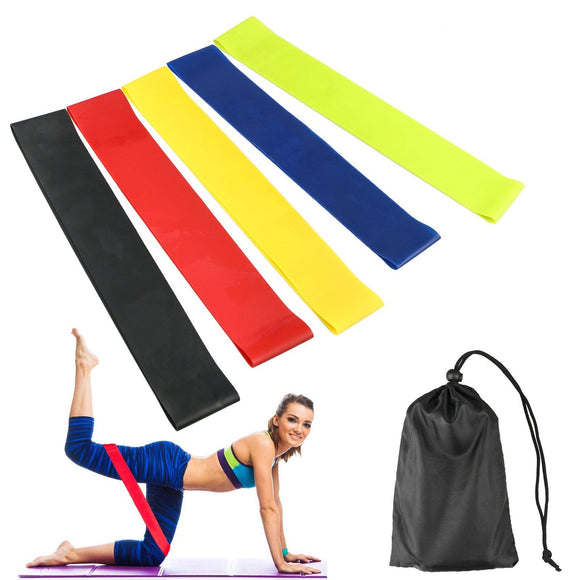 5 Pack Resistance Band Loop Workout Set with Gym Carry Bag - Progression Strength Levels - Brace Professionals - 