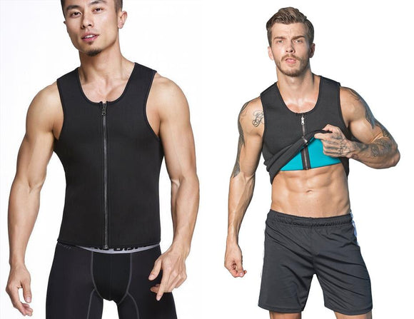 Men's Waist Training Zipper Sauna Vest - Burn Fat and Tone Up Fast! - Brace Professionals - 