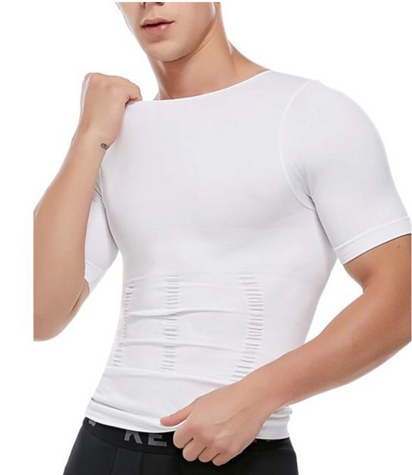 Men's Belly Shaper Shirt ~ Great For Work & Gym Attire! - Brace Professionals - Medium / White