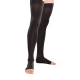 Open Toe Thigh High Compression Socks - 30-40 mmHg Support Stockings - Brace Professionals - XXL / Black