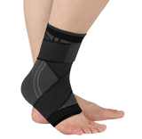 Ankle Sleeve - Compression Support Brace - Adjustable Stabilizer Straps - Brace Professionals - Medium / Black
