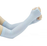 UV Protection Arm Sleeves - Cooling SPF 50 Sun Sleeves - Brace Professionals - Blue / With Thumb Insert