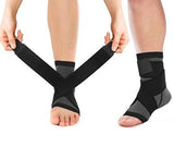 Ankle Sleeve - Compression Support Brace - Adjustable Stabilizer Straps - Brace Professionals - Large / Black