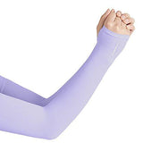 Women's UV Protection Arm Sleeves - Cooling SPF 50 Sun Sleeves - Brace Professionals - Purple / With Thumb Insert