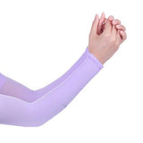Women's UV Protection Arm Sleeves - Cooling SPF 50 Sun Sleeves - Brace Professionals - Purple / No Thumb Insert