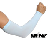 Women's UV Protection Arm Sleeves - Cooling SPF 50 Sun Sleeves - Brace Professionals - Blue / No Thumb Insert