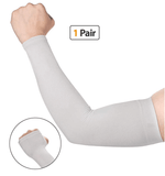 UV Protection Arm Sleeves - Cooling SPF 50 Sun Sleeves - Brace Professionals - Gray / With Thumb Insert