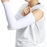 Women's UV Protection Arm Sleeves - Cooling SPF 50 Sun Sleeves - Brace Professionals - White / No Thumb Insert