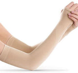 Women's UV Protection Arm Sleeves - Cooling SPF 50 Sun Sleeves - Brace Professionals - Nude / With Thumb Insert