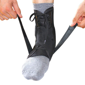 Reinforced Lace up Ankle Brace - with Stabilizer Straps - Brace Professionals - Small