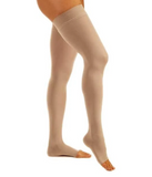 Open Toe Thigh High Compression Socks - 30-40 mmHg Support Stockings - Brace Professionals - S/M / Beige