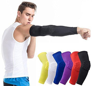 Compression Arm Sleeve - Elbow Support w/ HoneyComb Pad - Brace Professionals - Small / Black / Single