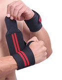 Weightlifting  Workout Wrist Wraps with Lifting Straps - Brace Professionals - Red