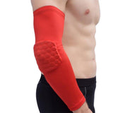 Compression Arm Sleeve - Elbow Support w/ HoneyComb Pad - Brace Professionals - Small / Red / Single