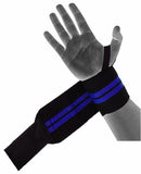 Weightlifting  Workout Wrist Wraps with Lifting Straps - Brace Professionals - Blue