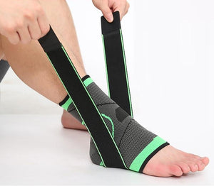 Ankle Sleeve - Compression Support Brace - Adjustable Stabilizer Straps - Brace Professionals - XL / Green